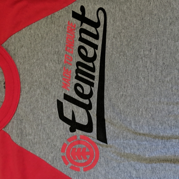 Boys Element baseball tee, gray and red, medium 10-12 - Picture 2 of 2